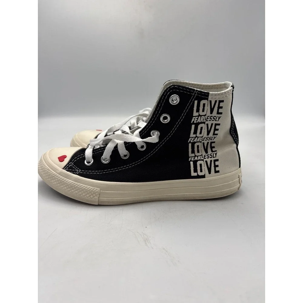 Converse Love Fearlessly Yourself First Black White Red‎ Heart, Kids Unisex Sz 2